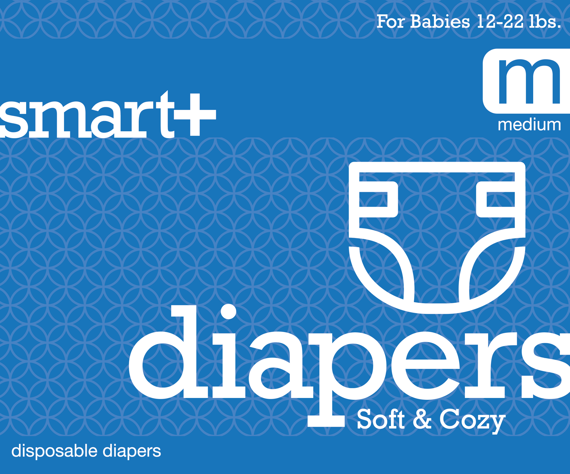 A box of smart+ diapers for babies 12-22 lbs