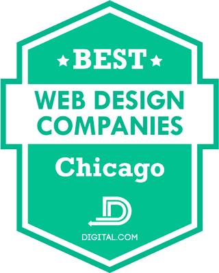 Green badge reading “Best Web Design Companies Chicago” with Digital.com logo