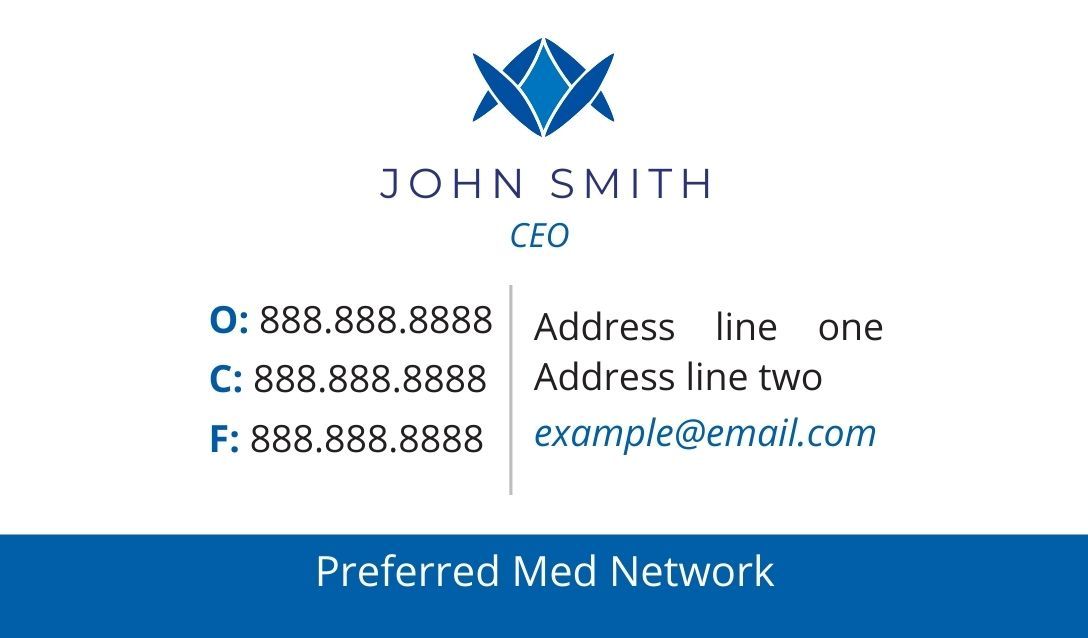 A business card for john smith ceo of preferred med network