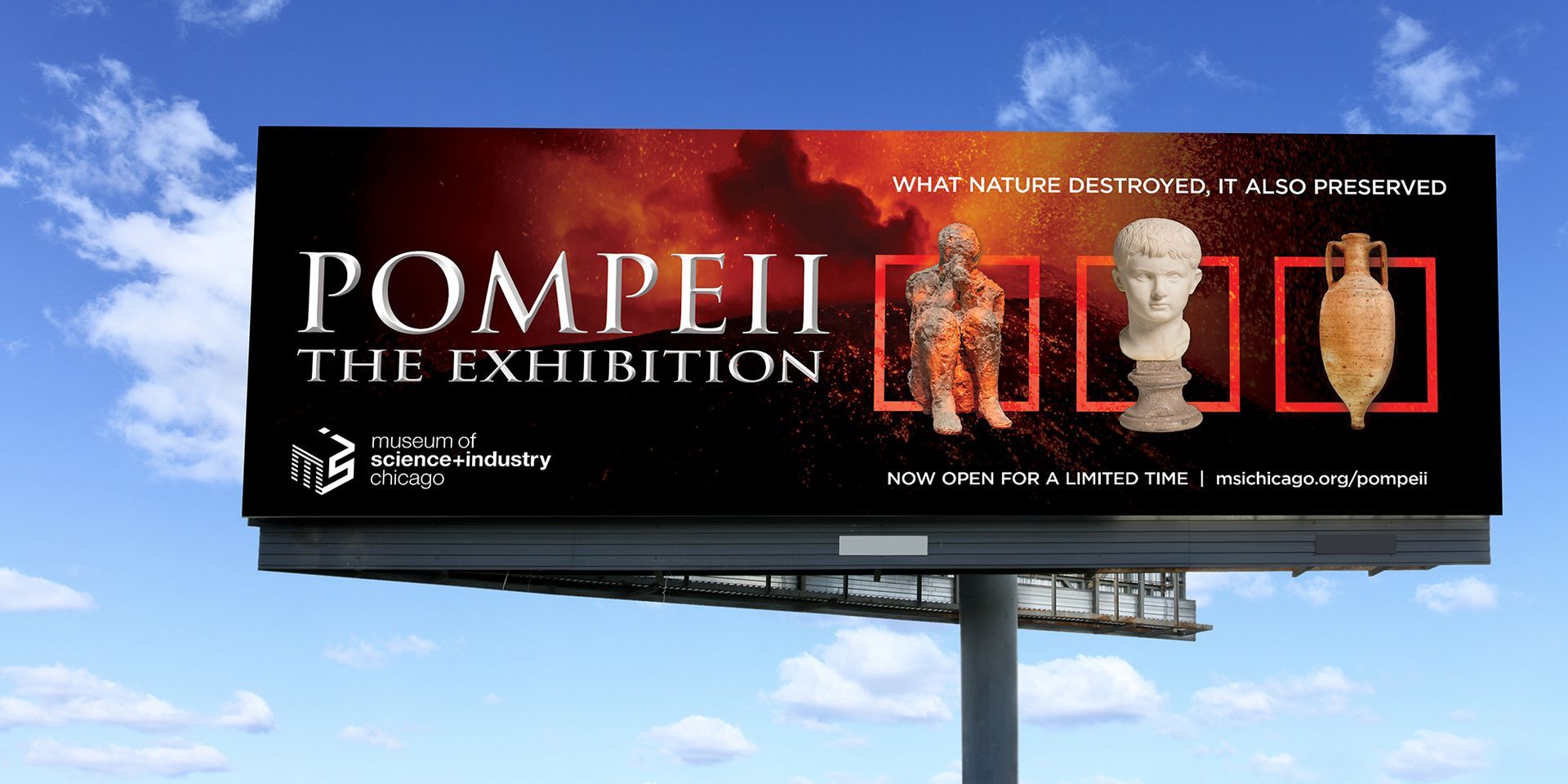 A large billboard for pompeii the exhibition