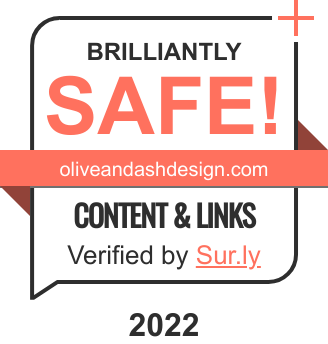 Brilliantly Safe badge with olive and ash design, “Content & Links Verified by Sur.ly,” dated 2022.
