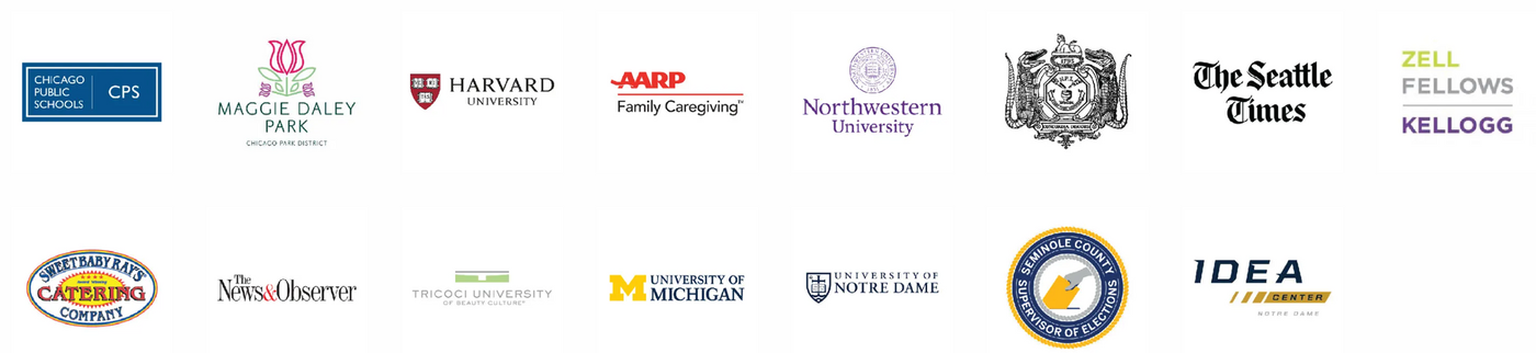 A bunch of logos are on a white background
