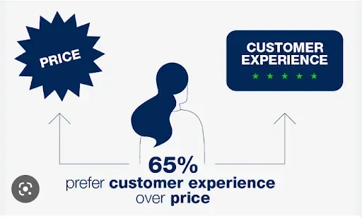A graph showing a woman 's preference for customer experience over price.