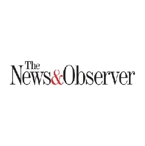 The news & observer logo is a black and red logo on a white background.