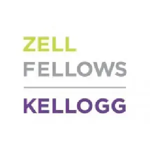 A logo for zell fellows kellogg on a white background.