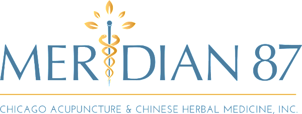 The logo for meridian 87 chicago acupuncture and chinese herbal medicine inc.