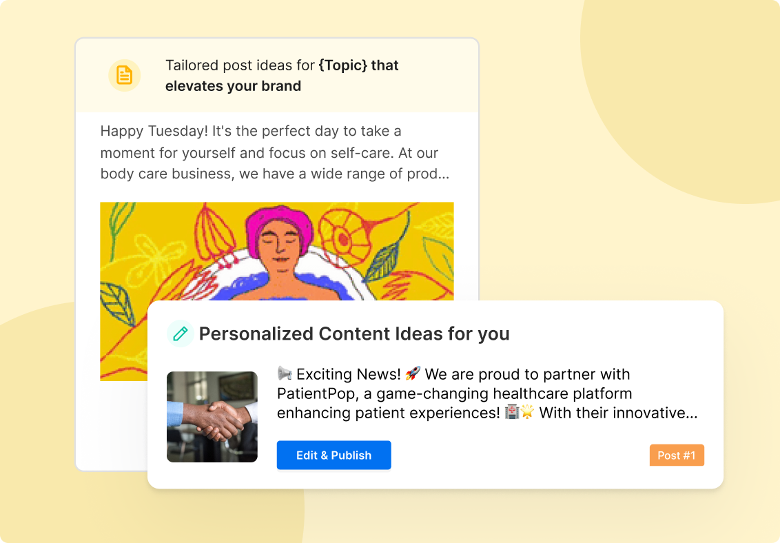 Two overlapping browser pop-ups: one about a TikTok creator fund, one for personalized content ideas.