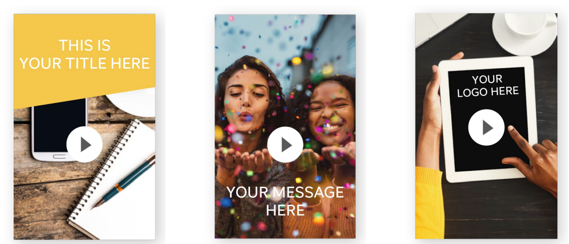 Three images of a woman blowing confetti and a woman holding a tablet.