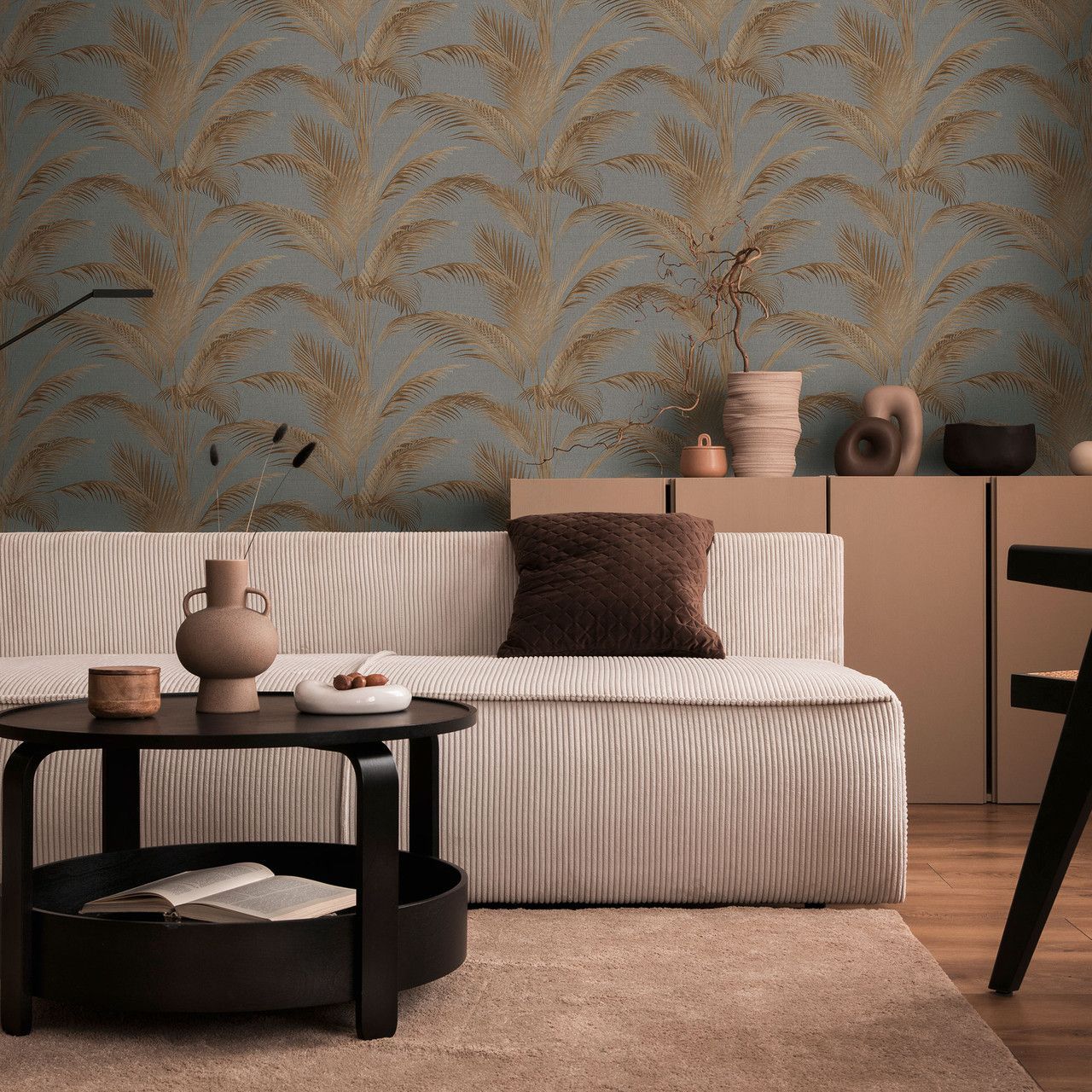 Green and brown Leaf Effect wallpaper