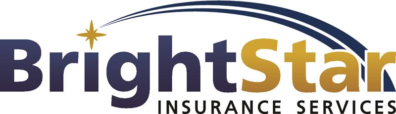 Logo for BrightStar Insurance Services with a gold star icon and blue swoosh over the word 