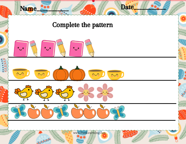 Kindergartener Pattern Worksheets