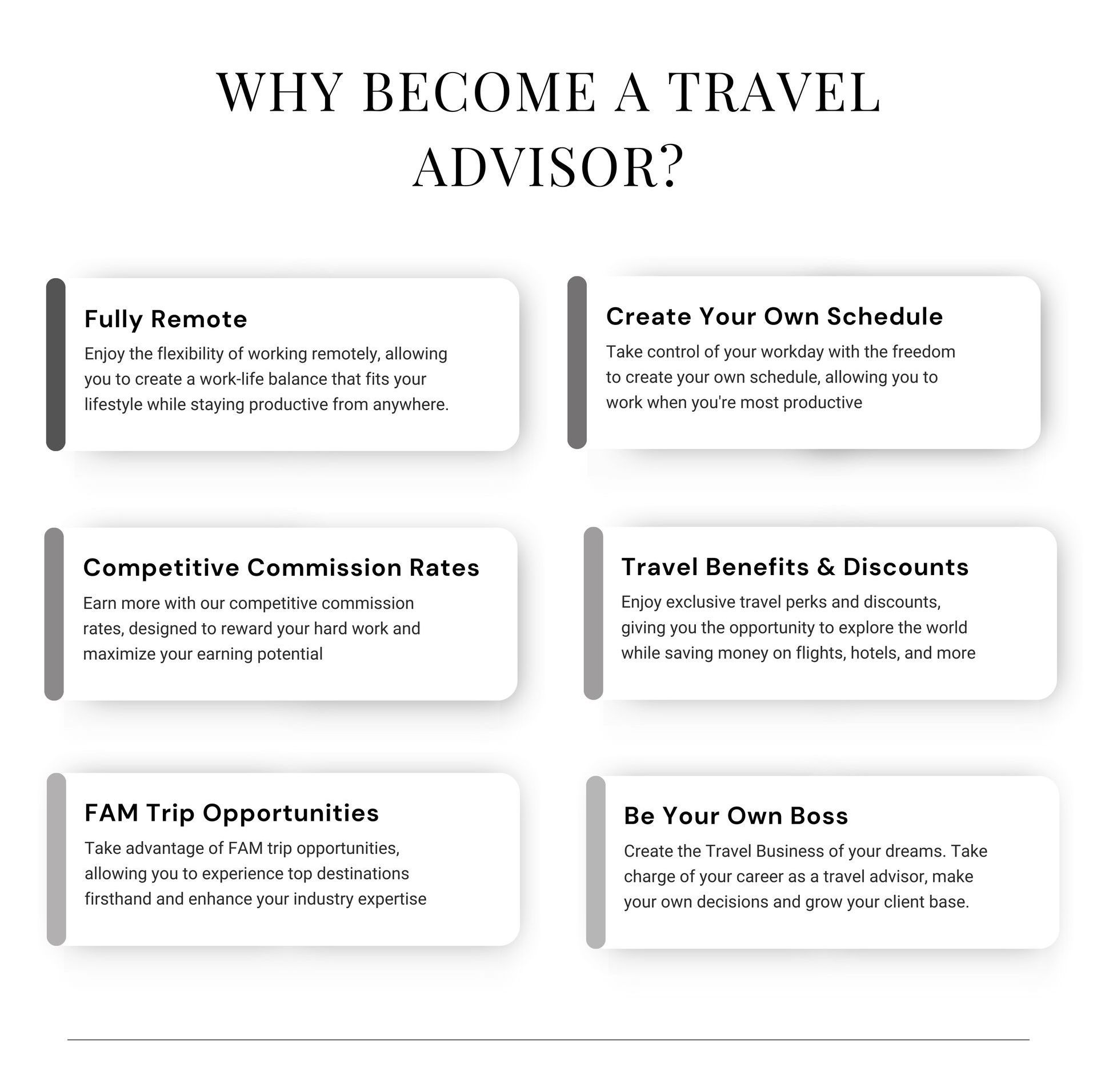 A poster that says `` why become a travel advisor ? ''