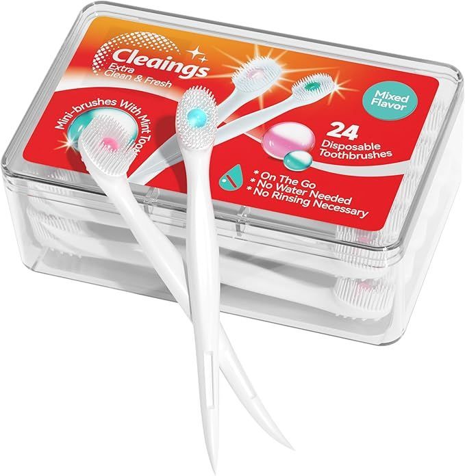 A box of cleaings mixed flavor toothbrushes
