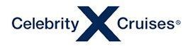 The blue logo for Celebrity Cruises with a blue x on a white background.