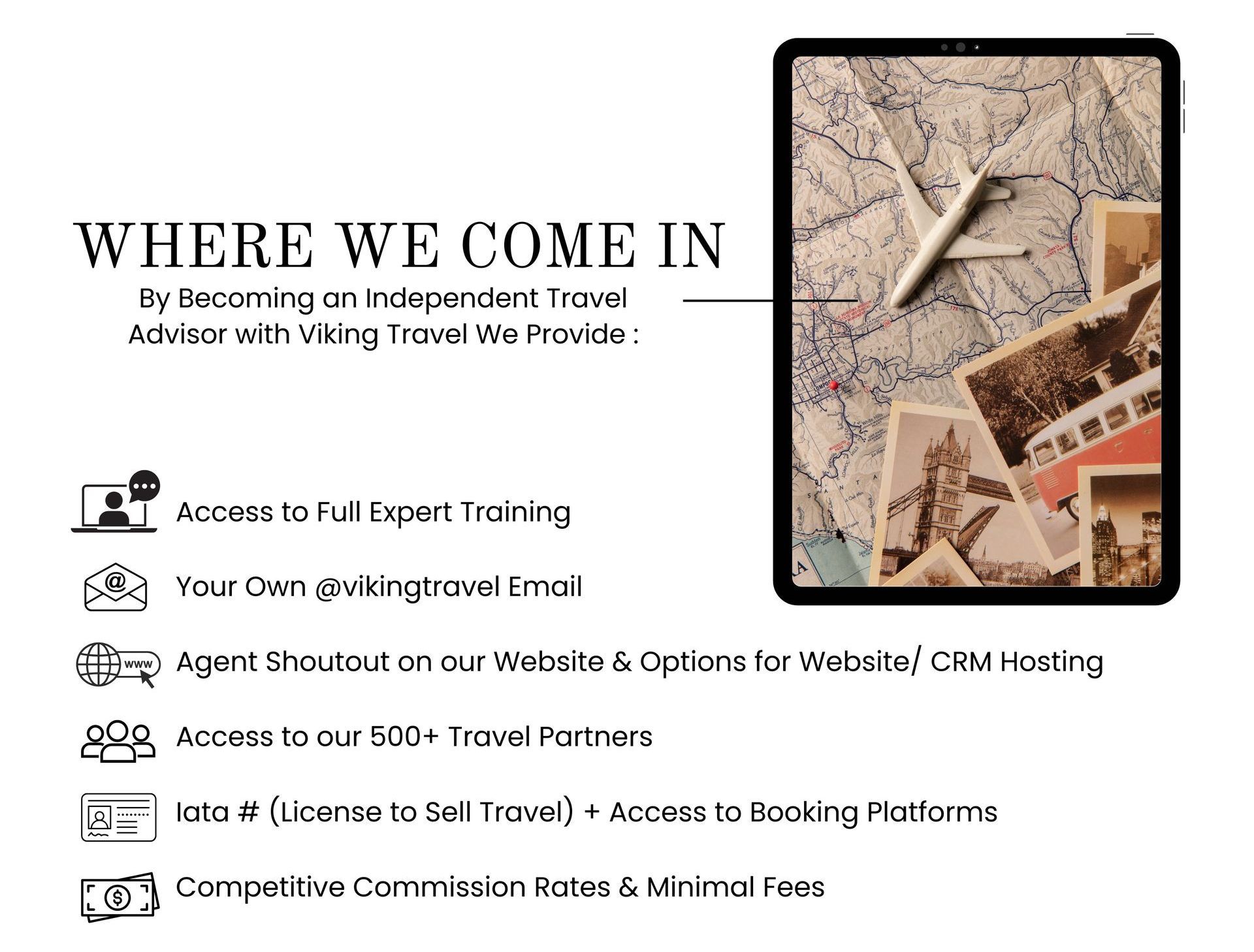 An advertisement for where we come in by becoming an independent travel advisor with viking travel we provide.