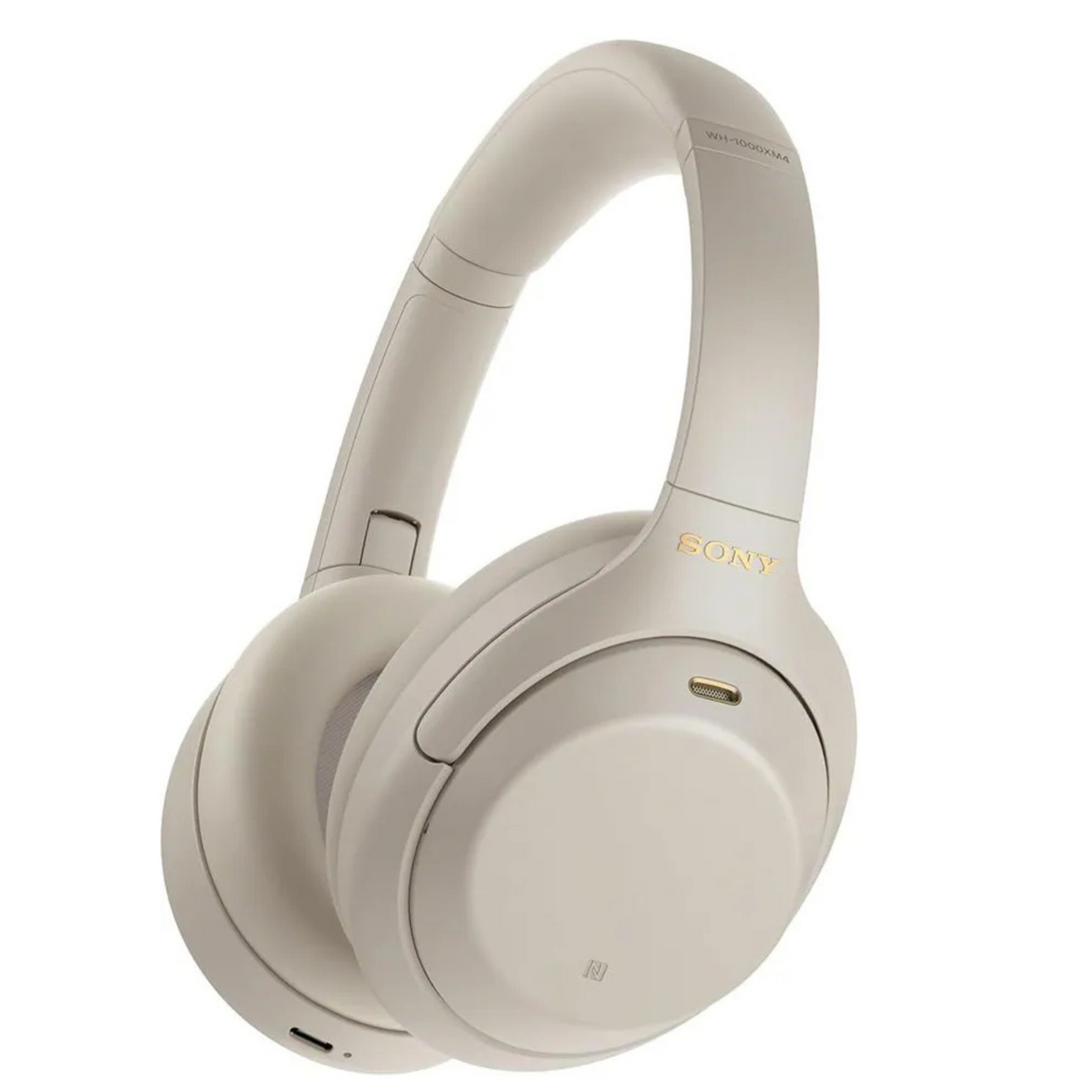 A pair of white sony headphones on a white background