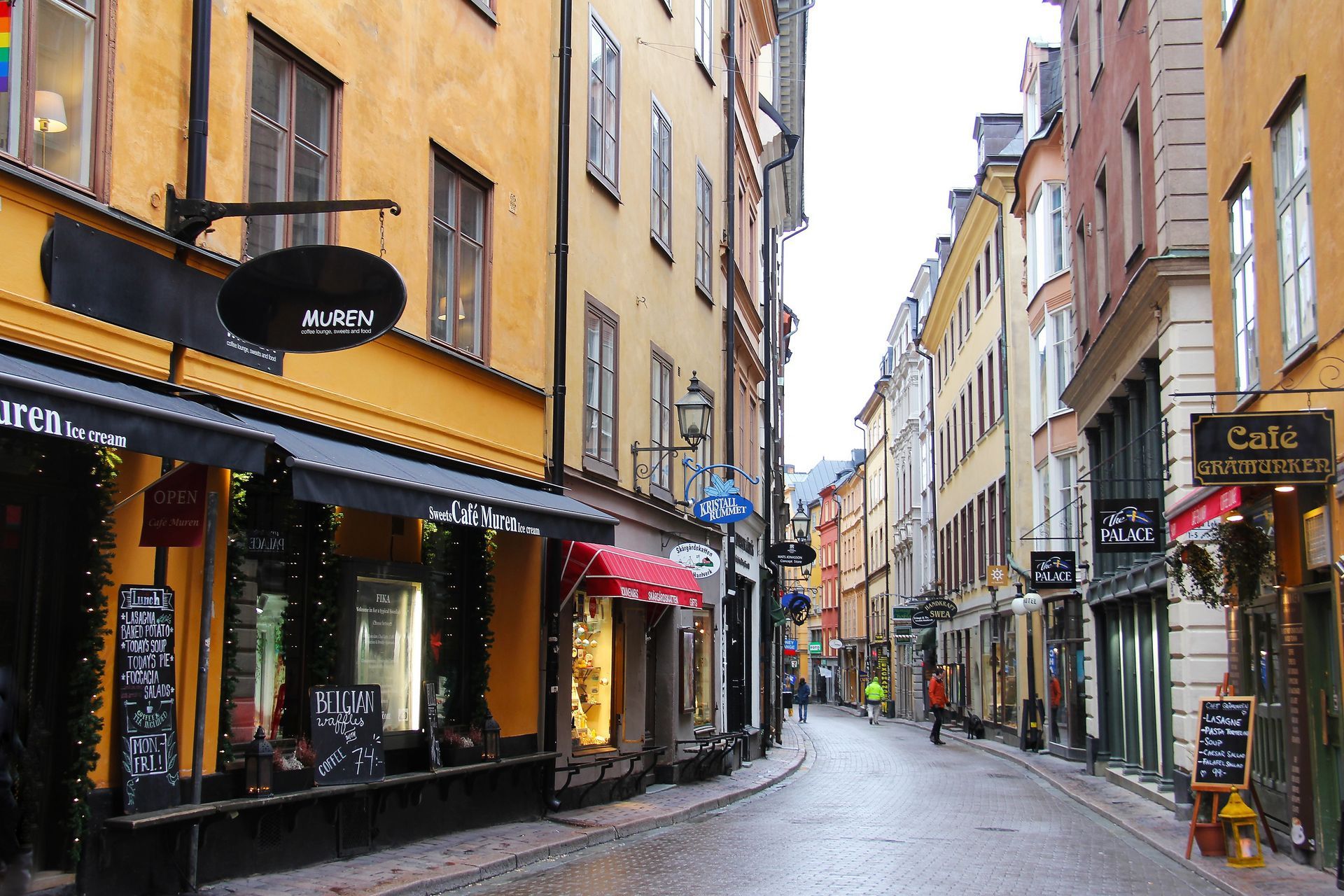 Streets of old town Gamla Stan, in Stockholm.