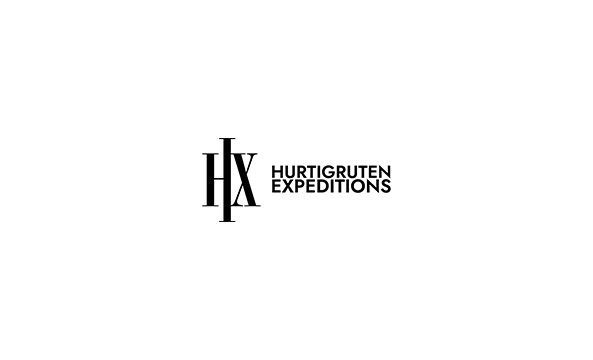 The logo for HX Hurtigruten Expeditions is on a white background.