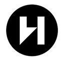 Hurtigruten logo with the letter H is in a black circle on a white background.