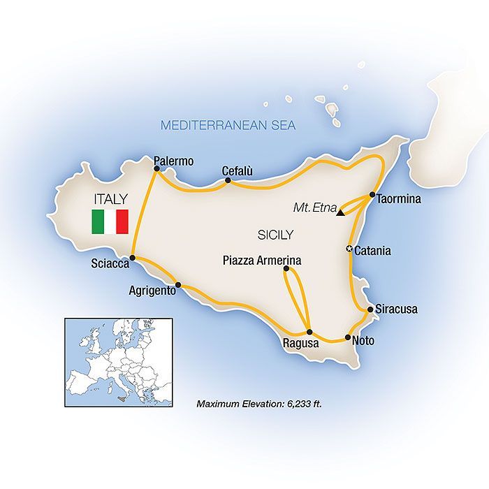 A map showing the route of Tauck's