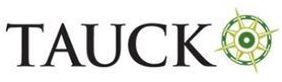 A logo for Tauck tours with a green compass on it.