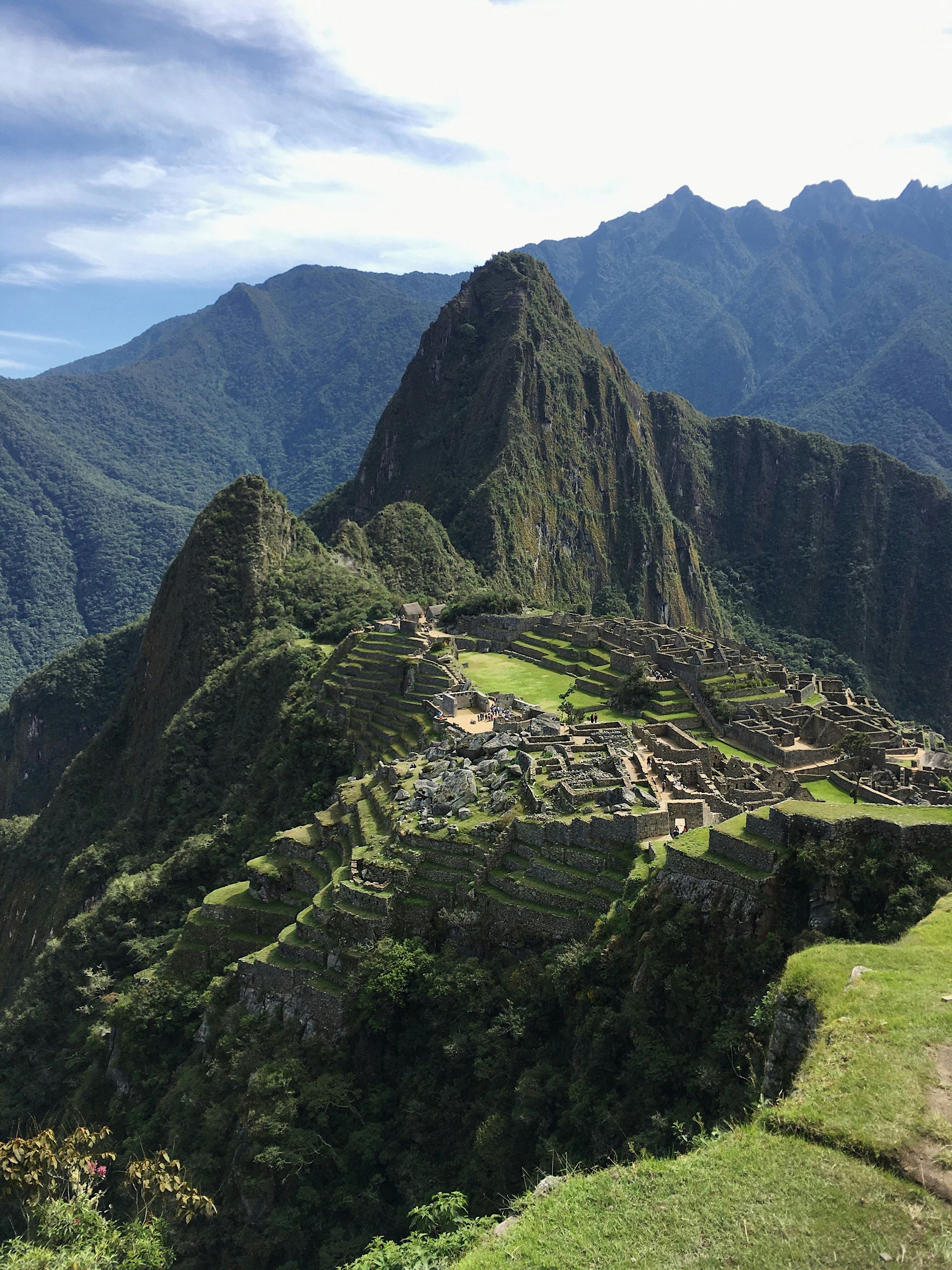 A mountain with the ruins of the Inca city of Machu Picchu, Peru.