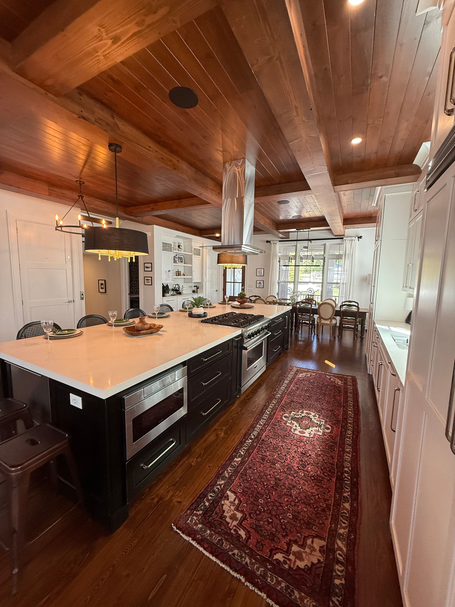 wood ceiling of  coastal custom home by Oak Construction