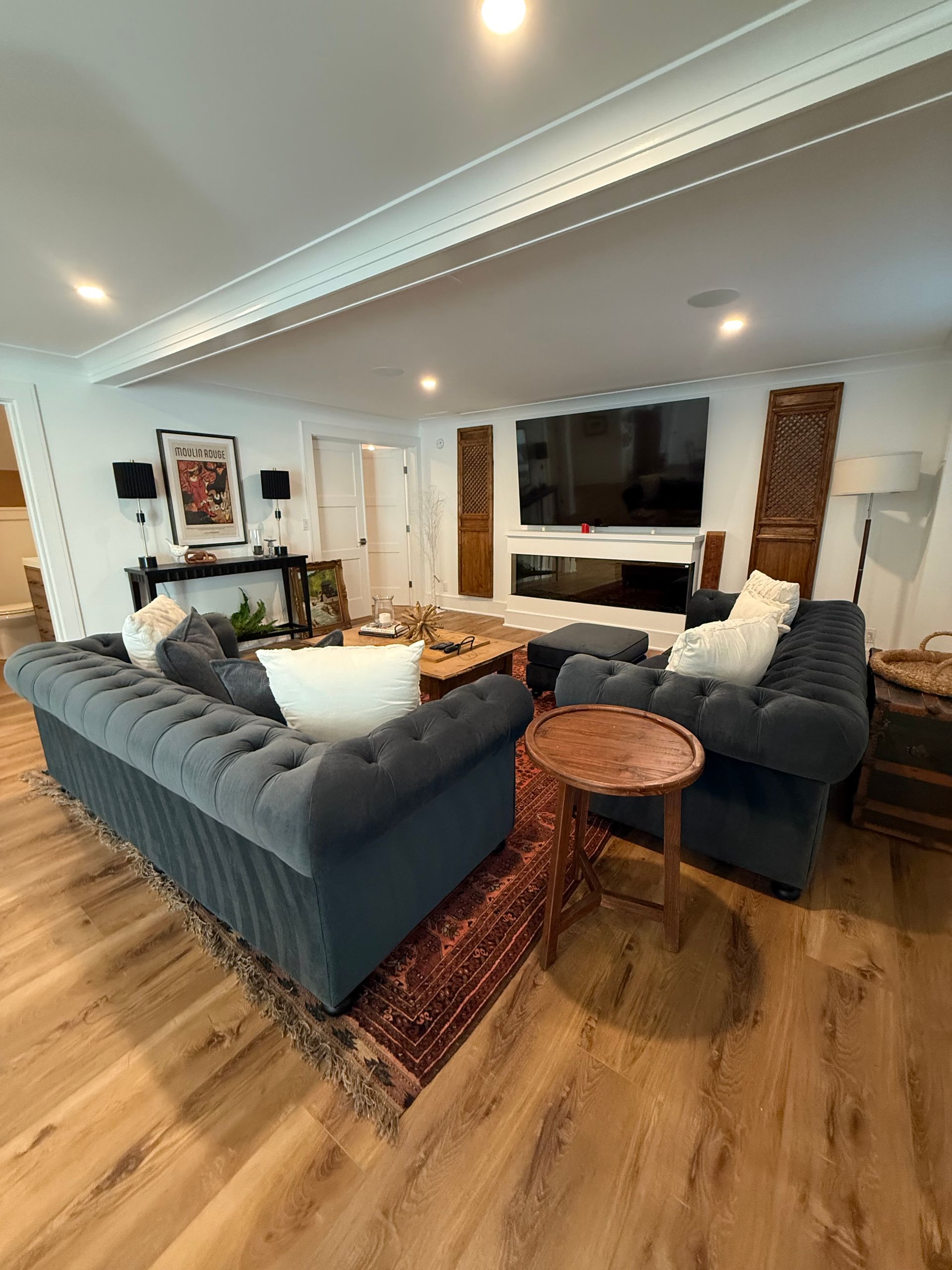 Finished basement  in a custom home built by Matt Purnell Oak Construction Company Lewes Delaware