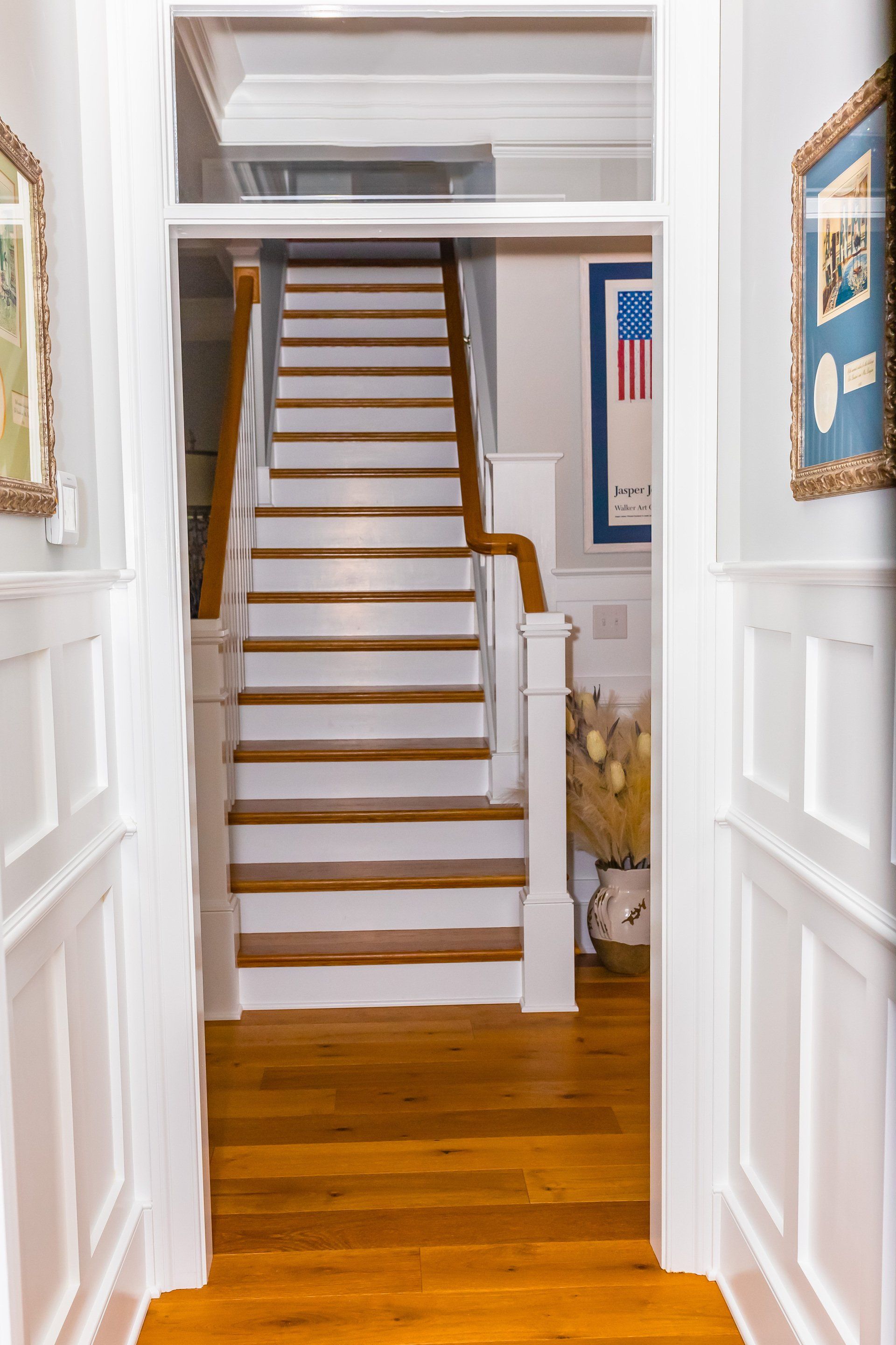 Custom built coastal home stairway