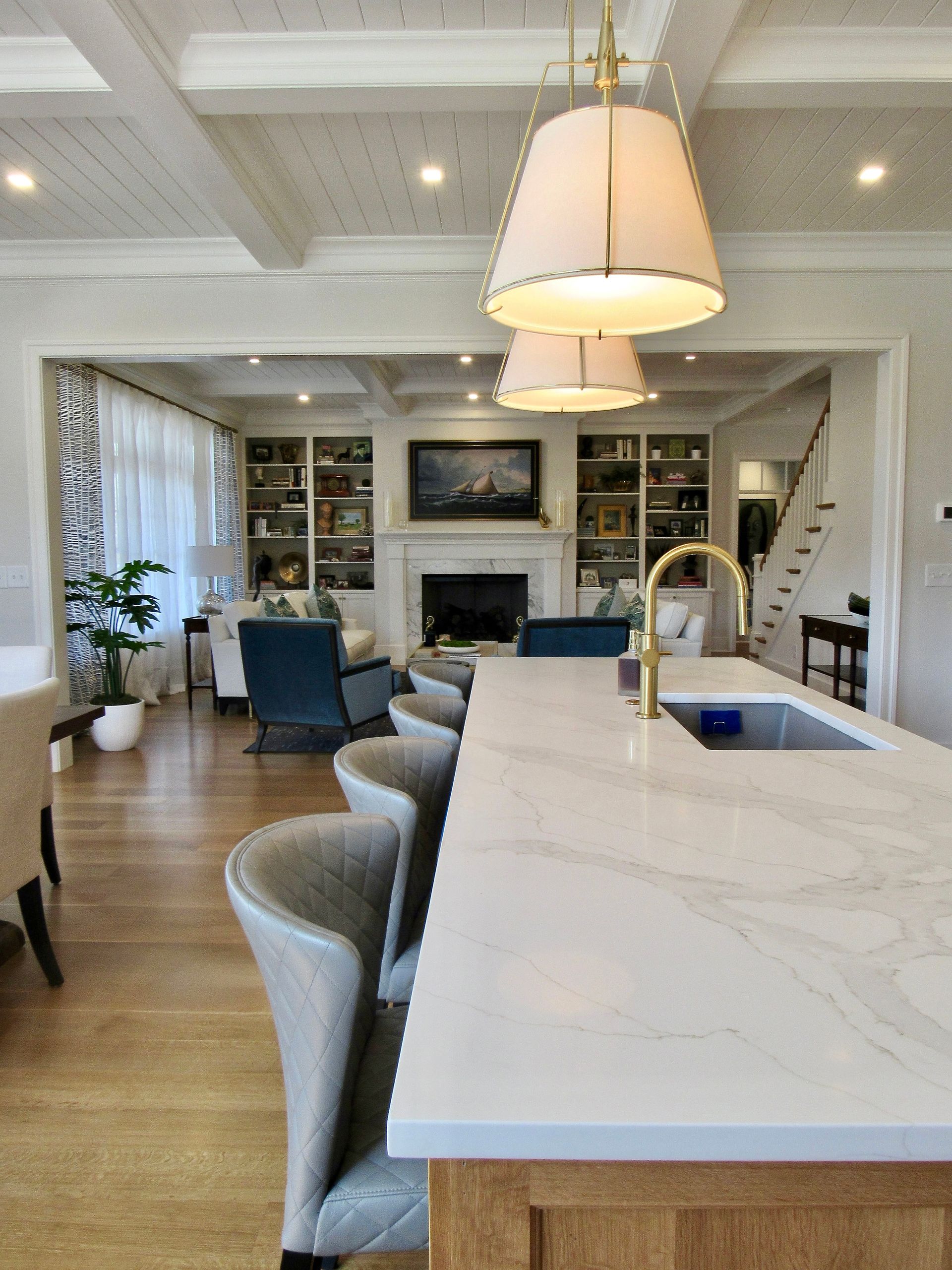 Kitchen Island Luxury custom home built by Oak Construction in Rehoboth Beach Yacht Club, RBYCC, Delaware