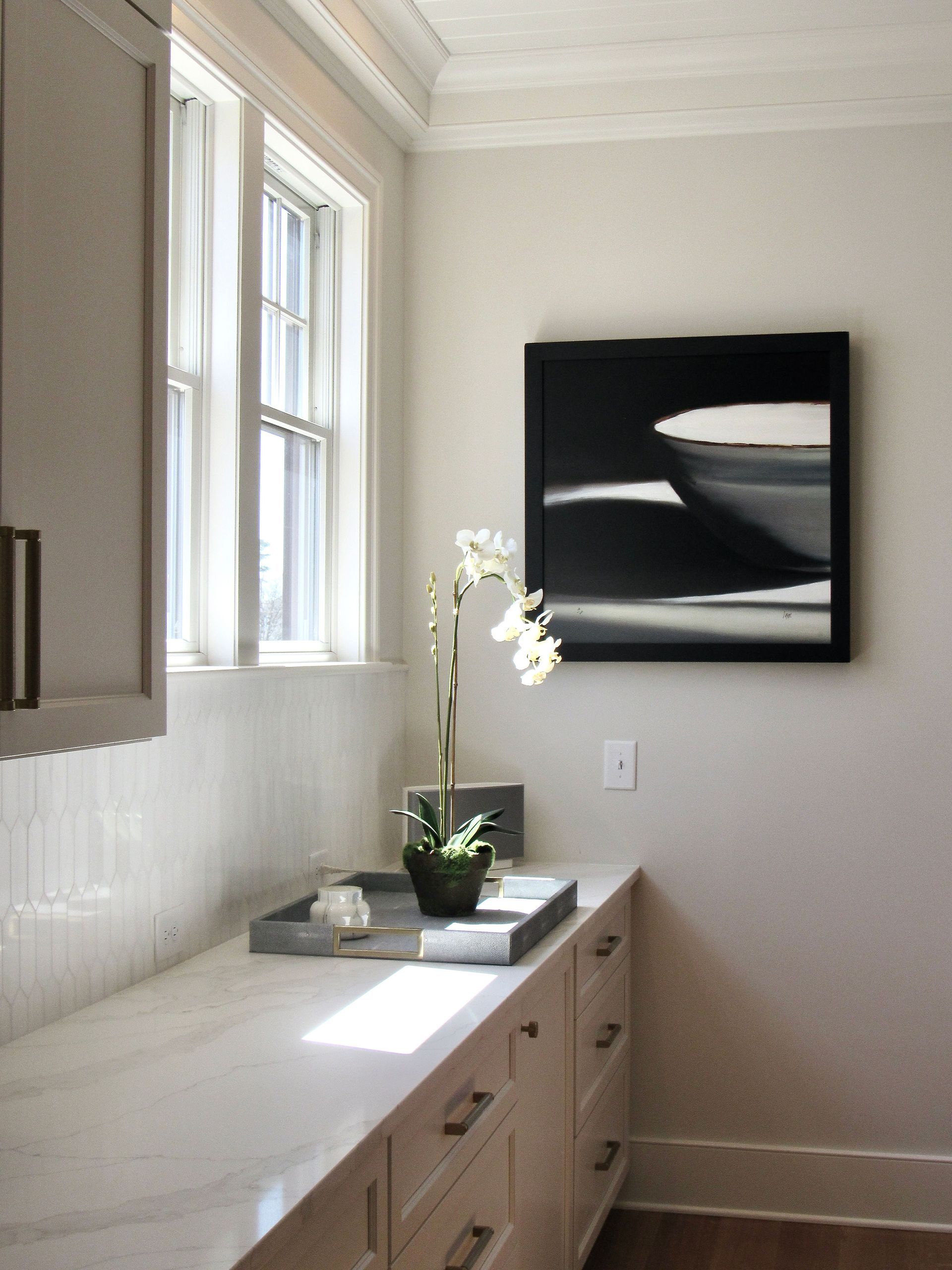 Tv in the Kitchen at Luxury custom home built by Oak Construction in Rehoboth Beach Yacht Club, RBYCC, Delaware