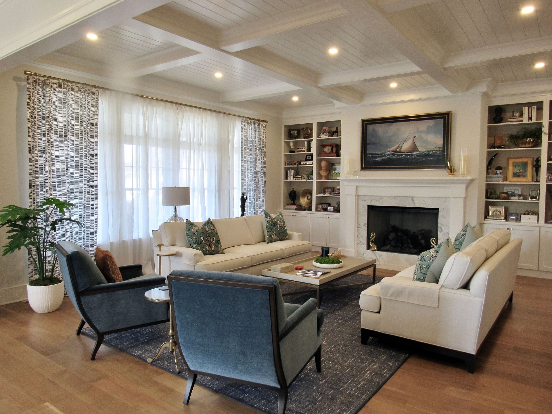 Living Area Luxury custom home built by Oak Construction in Rehoboth Beach Yacht Club, RBYCC, Delaware