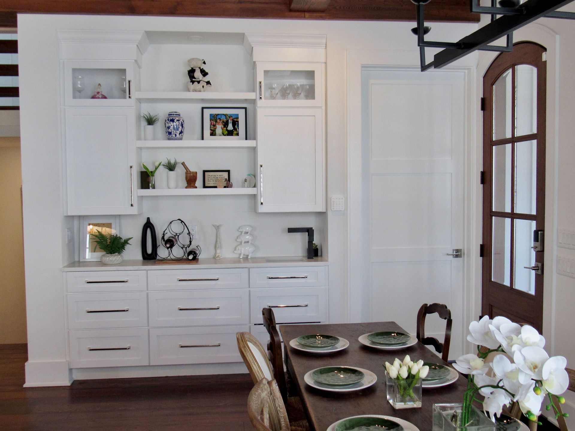 Foyer of Coastal custom home exterior by Oak Construction