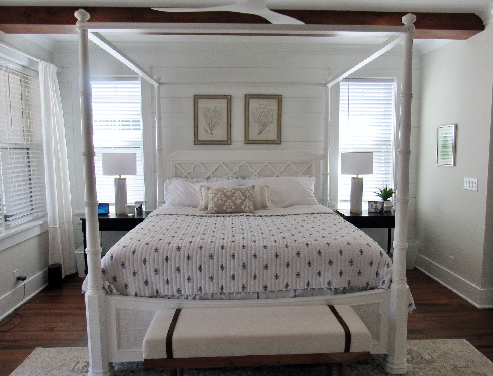 Comfy bedroom  Whole-home renovation with modern coastal design