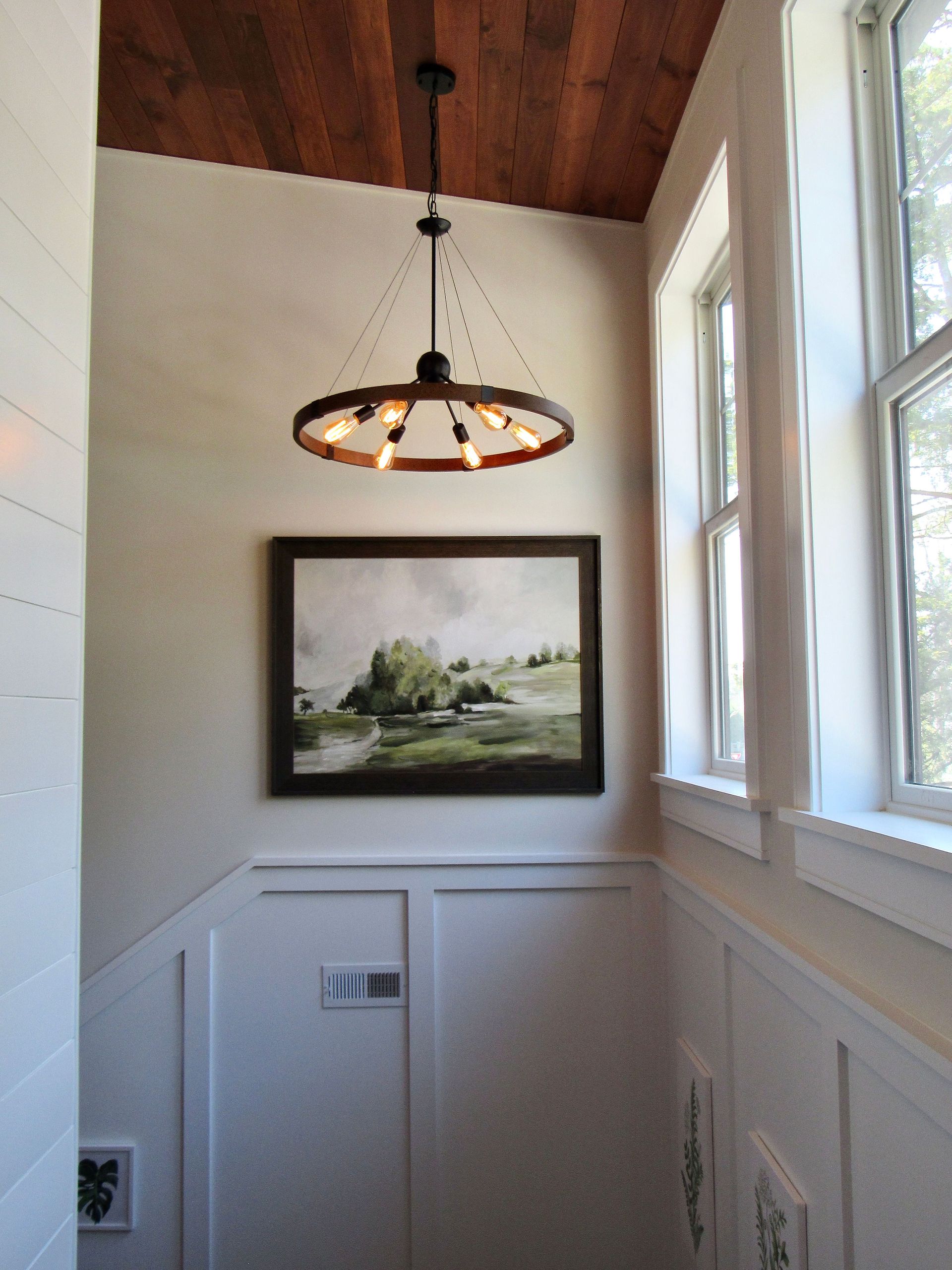 Foyer Coastal-style living room in a custom Delaware home