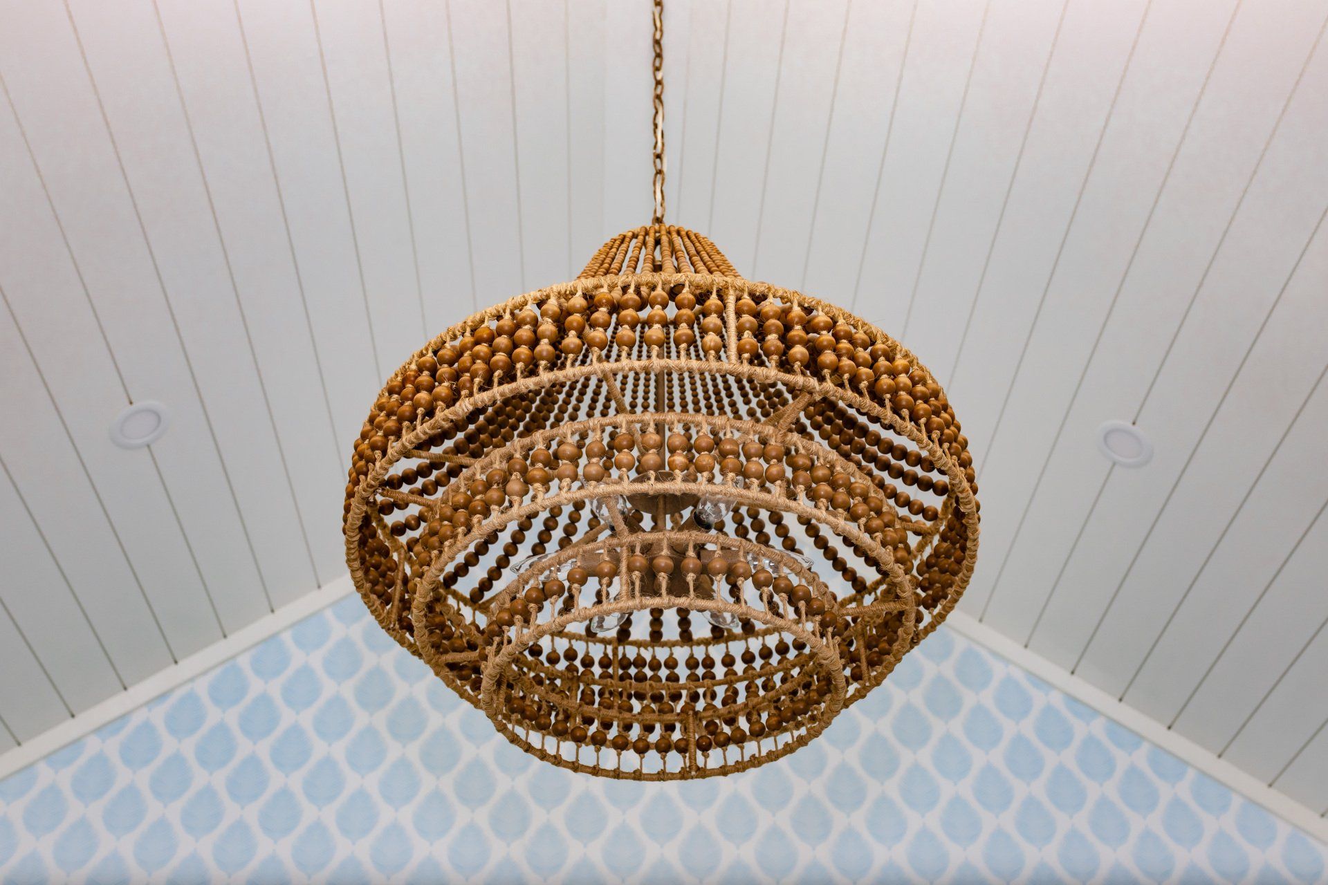 Custom built coastal home ceiling light fixture