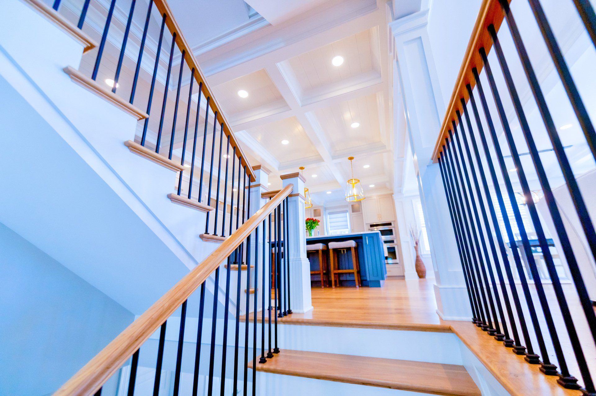 Framing stage of luxury custom home construction