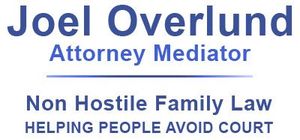 The logo for joel overlund attorney mediator non hostile family law helping people avoid court
