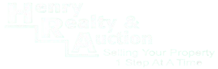 A logo for "Henry Realty & Auction" with the tagline "Selling Your Property One Simple Step At A Time."