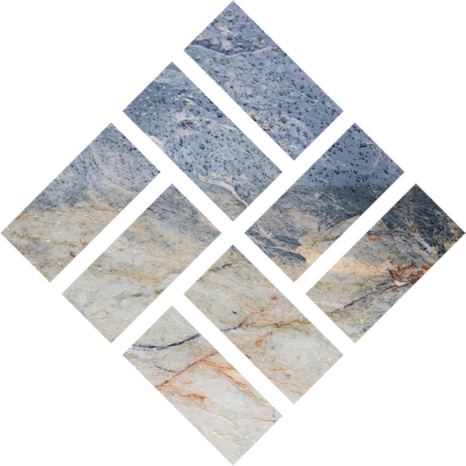 A diamond made of marble tiles on a white background.