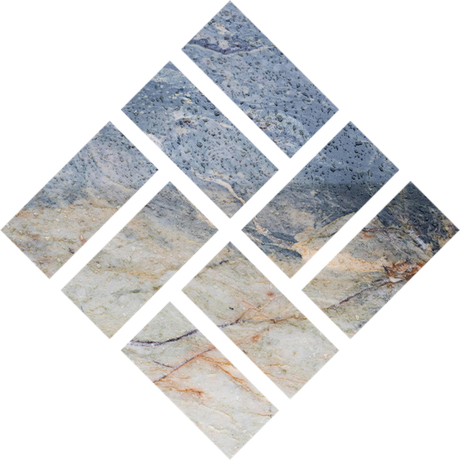 A diamond made of marble tiles on a white background.