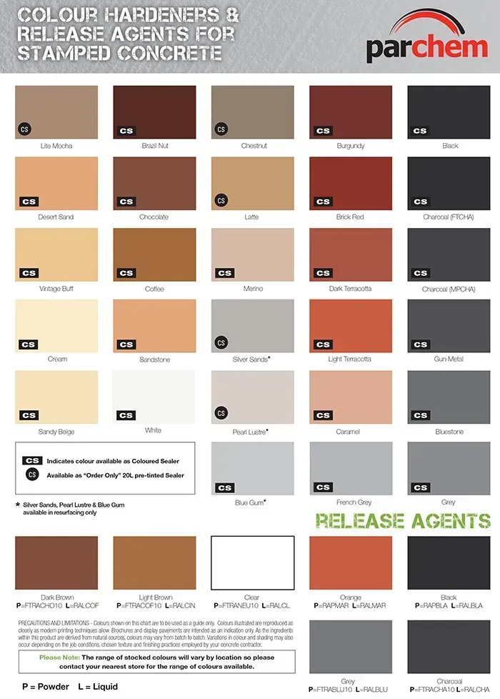 Colour Chart | Sydney, NSW | Kerbing Projects Australia Colour Chart | Sydney, NSW | Kerbing Projects Australia