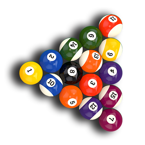 Animated rack of pool balls | fade in from right side
