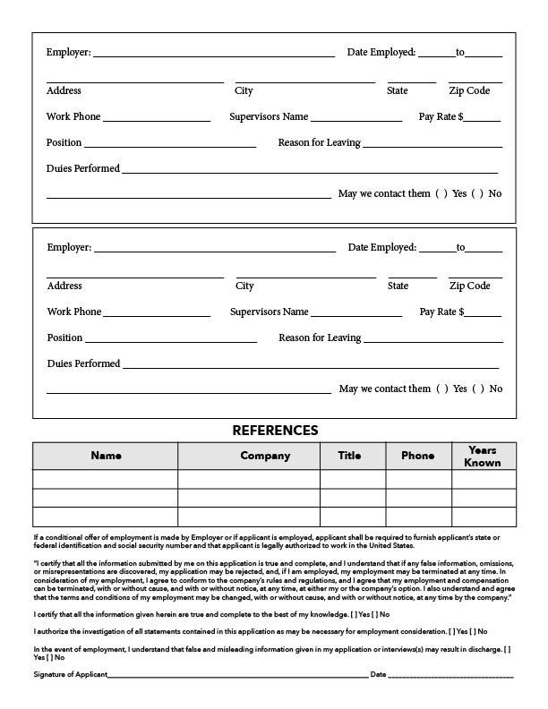 Page 2 of Employment Application