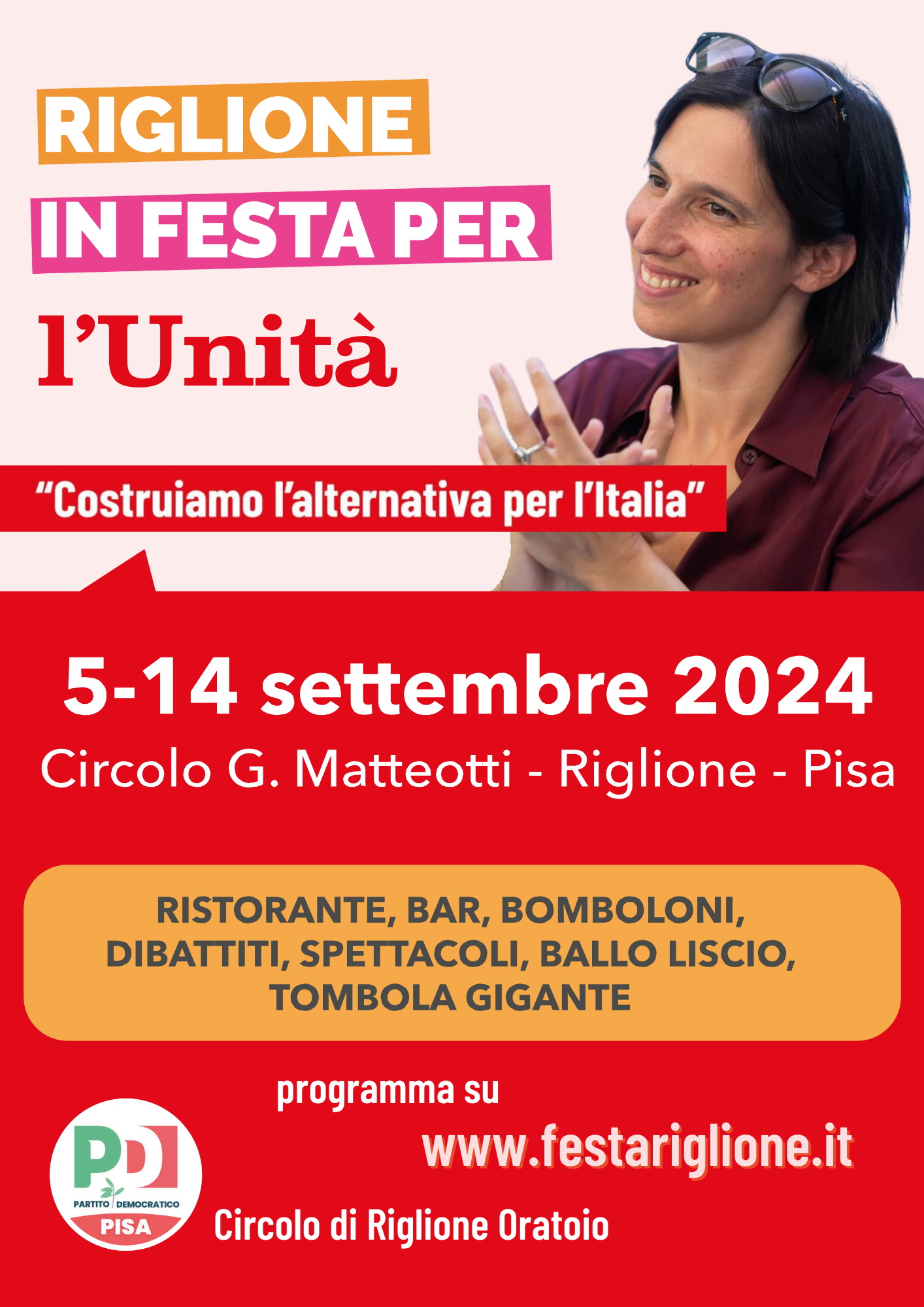 BELINGUER TI VOGLIAMO BENE 5 - 14 settembre Circolo G. Matteotti - Riglione - Pisa. Riglione in festa dell'Unità