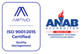 ANAB Accredited logo with a red torch and blue text. 