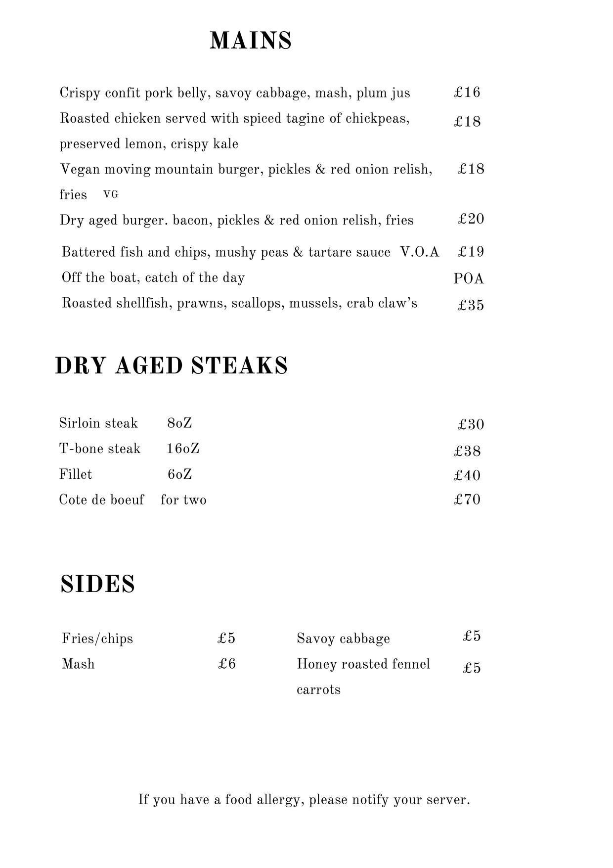 Mains from the land and sea, at The Point.