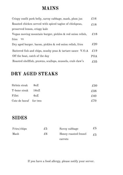 Mains from the land and sea at The Point.