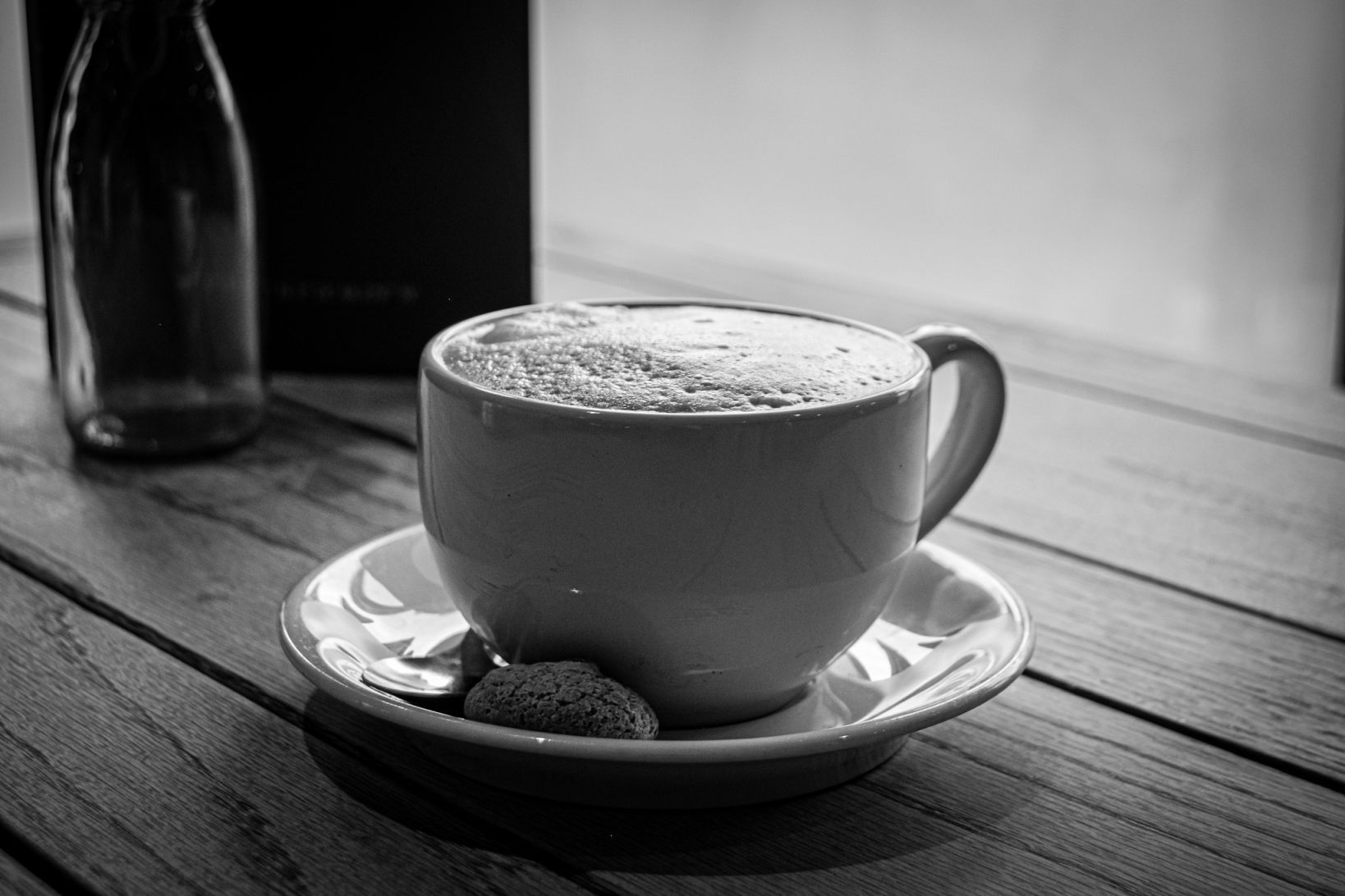 Black and white coffee photo.