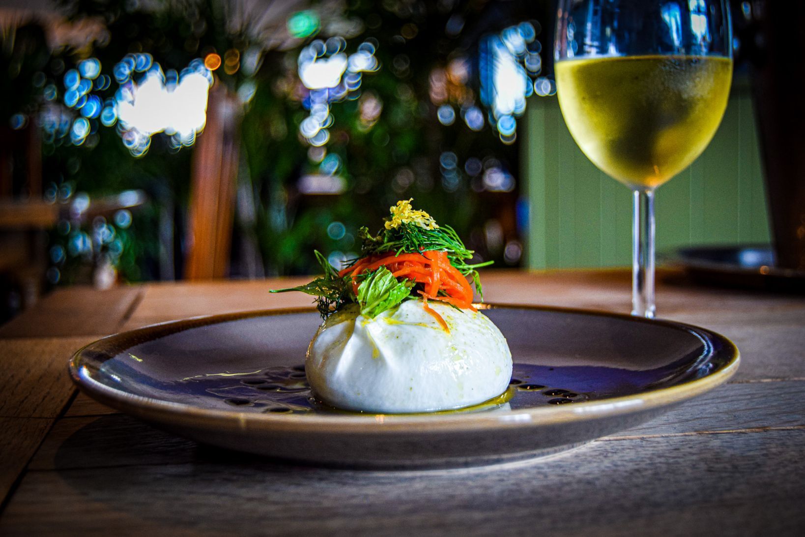 Burrata dish at the point.